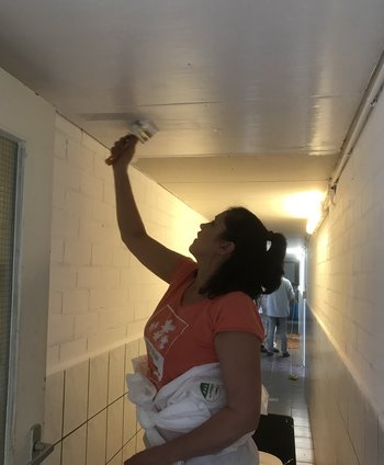 Ook de plafonds moesten eraan geloven Plafond verven